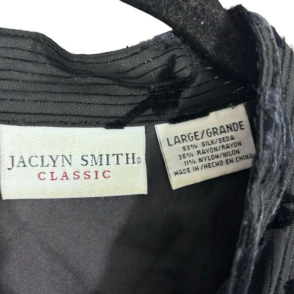 Jaclyn Smith Classic Womens Black Silk Velvet Burnout Floral Button Top Size L - Picture 7 of 7